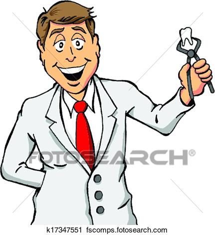 431x470 Clipart Of Dentist Holding A Tooth K17347551