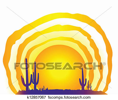 450x380 Clip Art Of Desert Sun K12857067