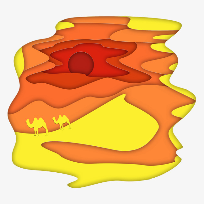 650x651 The Effect Of Paper Yellow Gradient Vector Desert Camel, Paper Art