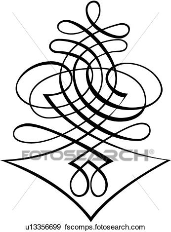 346x470 Clip Art Of Vertical Crisscross Calligraphic Design U13356699