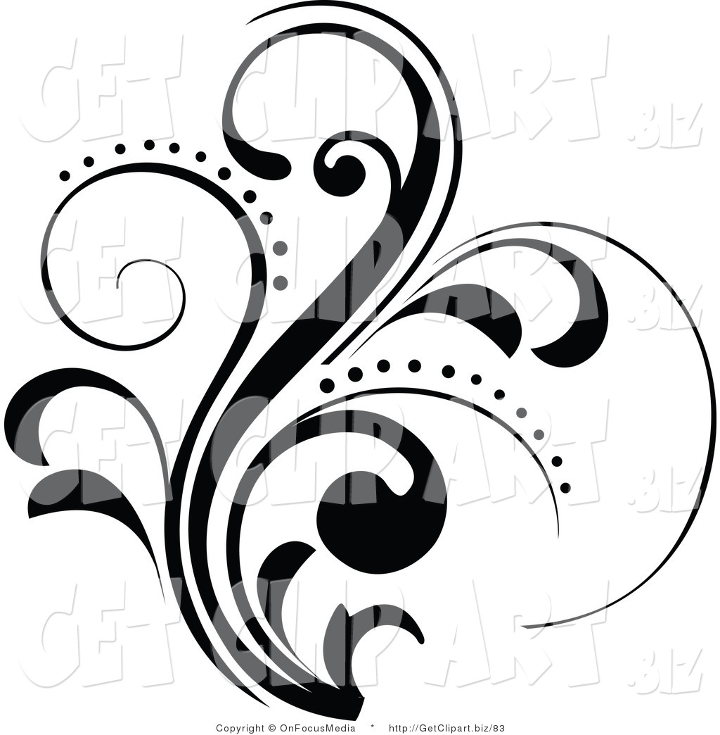 1024x1044 Clip Art Of A Curling And Sparkling Black Floral Design Element