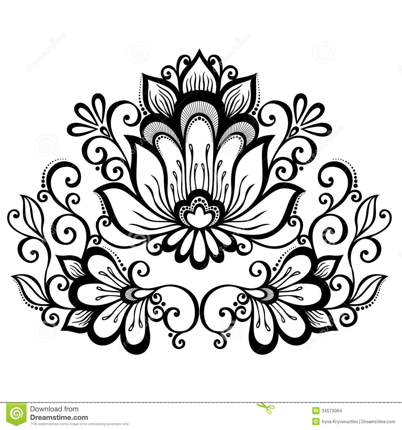 1300x1390 Beautiful Flower Designs To Draw Decorative Flower With Leaves