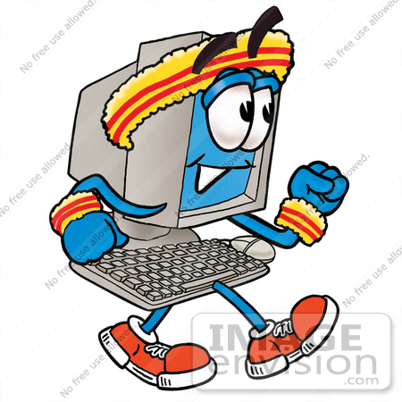 450x450 Clip Art Graphic Of A Desktop Computer Cartoon Character Speed