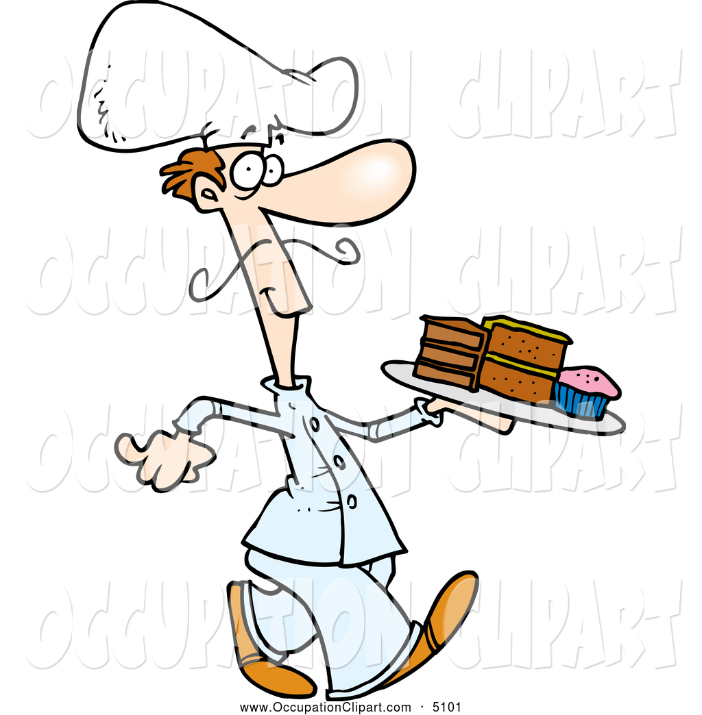 1024x1044 Clip Art Of A Cartoon Chef With A Tray Of Desserts By Toonaday