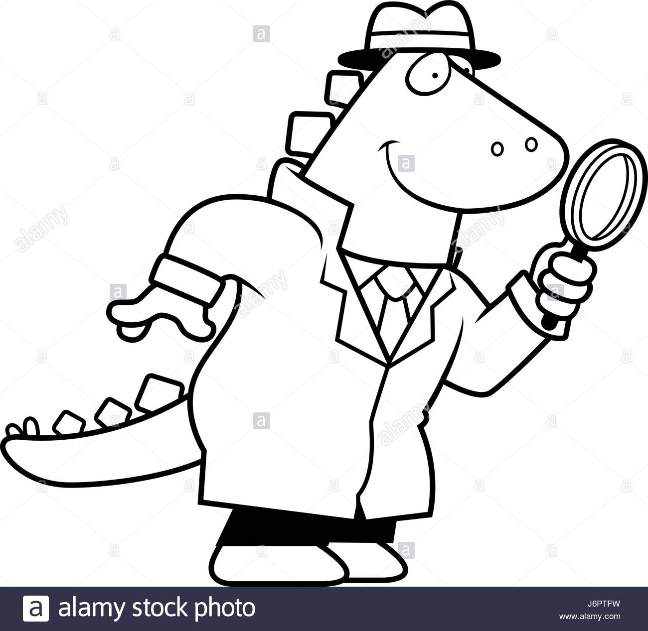1300x1267 A Cartoon Illustration Of A Dinosaur Detective With A Magnifying
