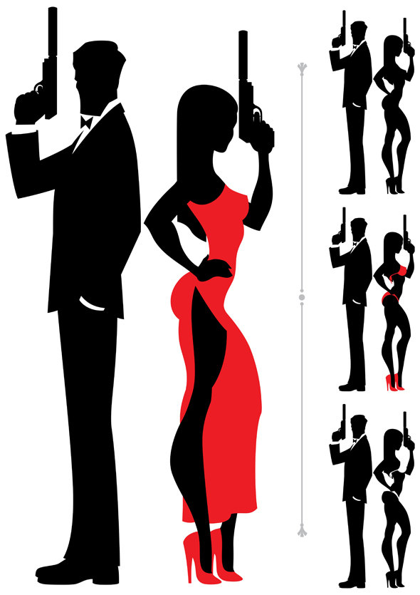590x835 Spy Couple Vector Cartoon Illustration. Secret Agent
