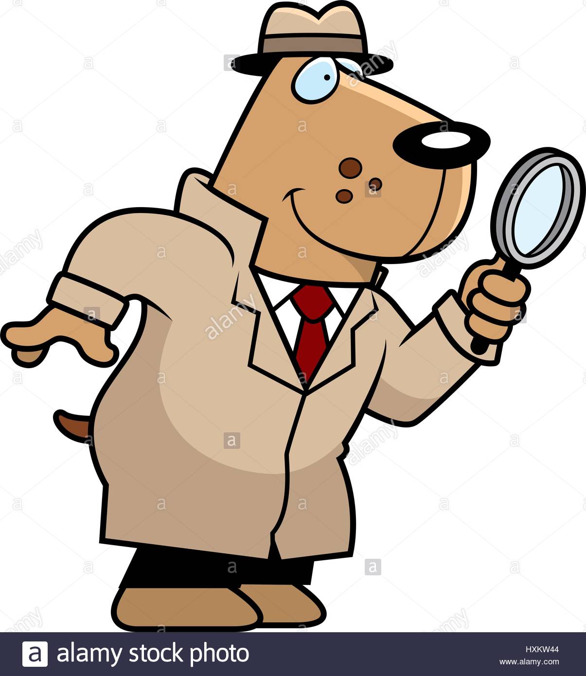 1205x1390 A Cartoon Illustration Of A Dog Detective With A Magnifying Glass