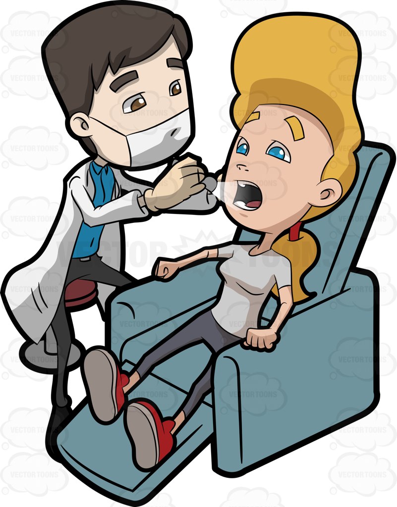 801x1024 A Dentists Checking The Teeth Of A Woman Cartoon Clipart