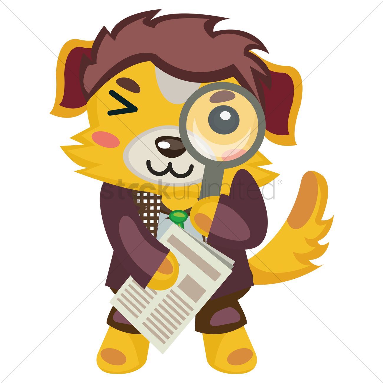 1300x1300 Dog In A Suit Doing Detective Work With A Magnifying Glass Vector