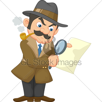 325x325 Sherlock Holmes Cartoon With Magnifying Glass Gl Stock Images