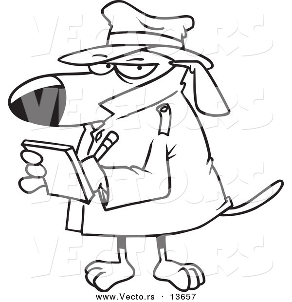 600x620 Vector Of A Cartoon Watch Dog Detective Taking Notes