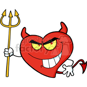 300x300 Royalty Free 102563 Cartoon Clipart Bad Devil Heart Character