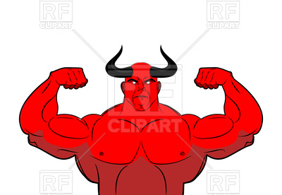 400x276 Strong Demon With Horns. Powerful Red Devil. Royalty Free Vector