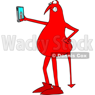 400x400 Of A Cartoon Red Devil Taking A Selfie With A Cell Phone