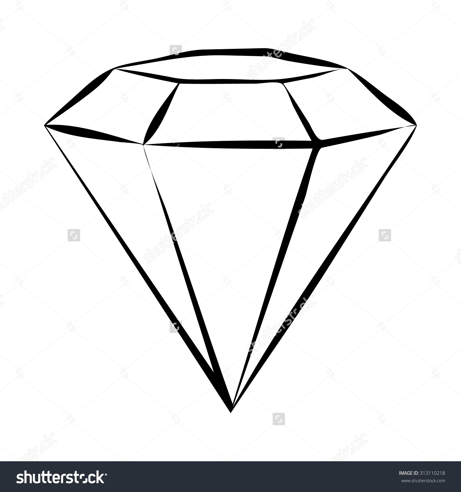 1500x1600 Diamond Symbol Vector Skech. Black And White