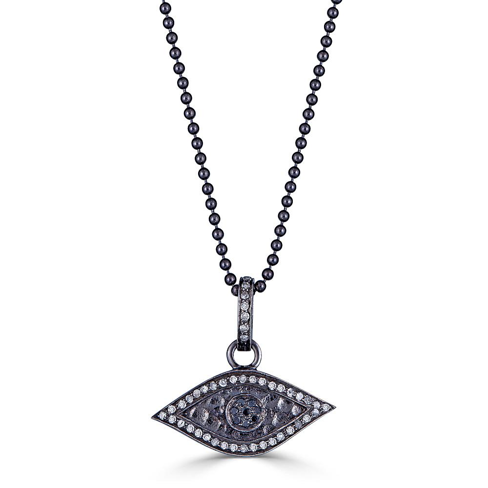 1000x1000 And White Diamond Evil Eye Pendant Necklace