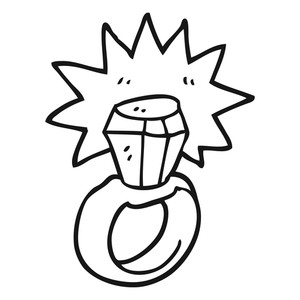 300x300 Freehand Drawn Black And White Cartoon Diamond Earring Royalty