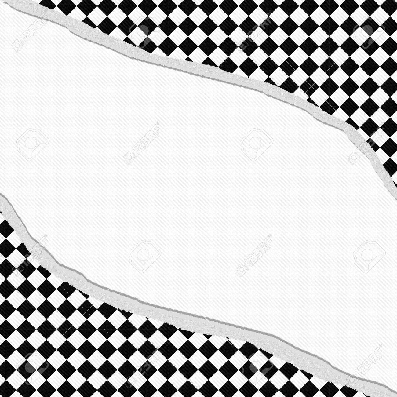 1300x1300 Black And White Diamond Checkered Frame With Torn Background