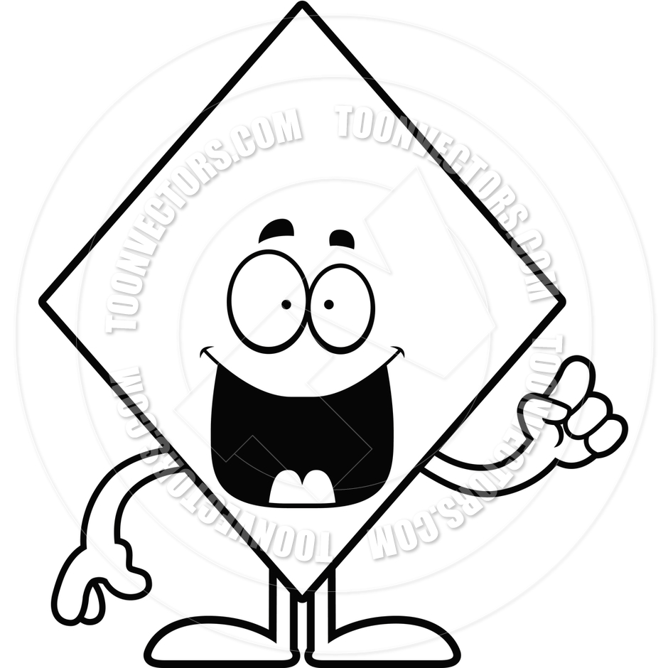 940x940 Cartoon Card Suit Diamond Idea (Black And White Line Art) By Cory