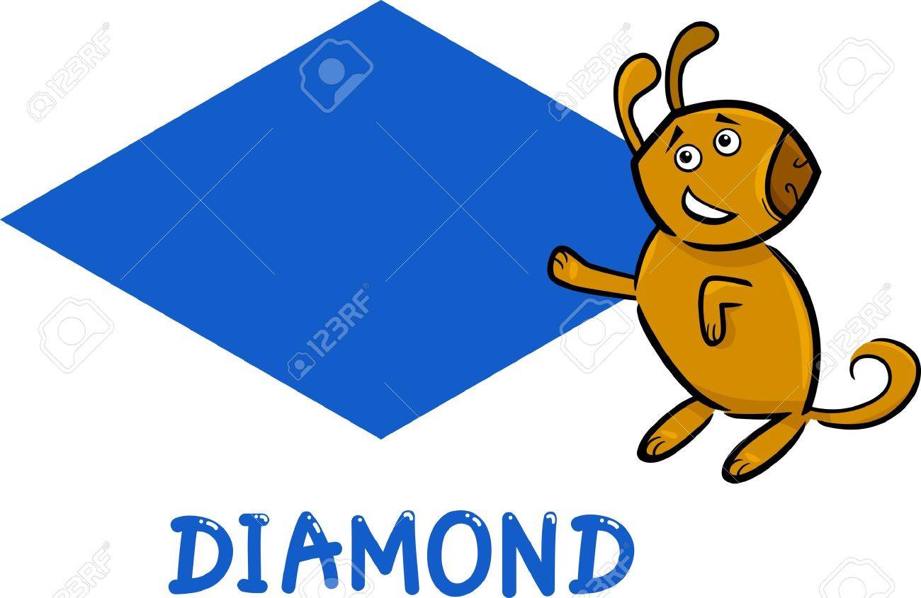 1300x845 Cartoon Illustration Of Diamond Or Rhomb Basic Geometric Shape