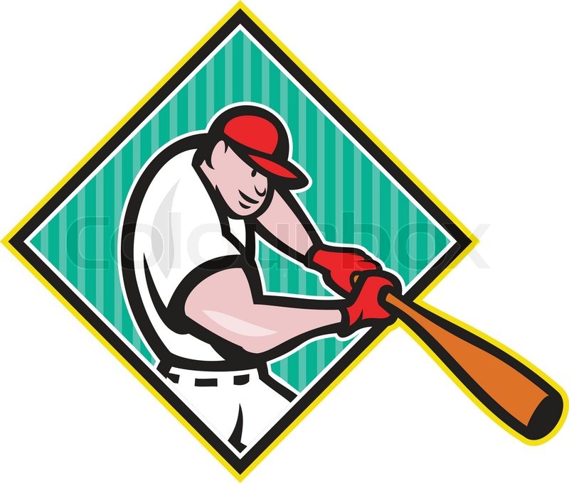 800x680 Baseball Player Batting Diamond Cartoon Stock Vector Colourbox