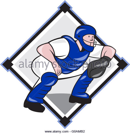 521x540 Cartoon Illustration Baseball Player Catching Stock Photos