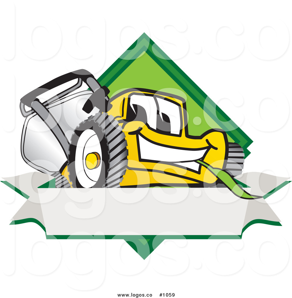 1024x1044 Royalty Free Cartoon Vector Logo Of A Yellow Lawn Mower Mascot