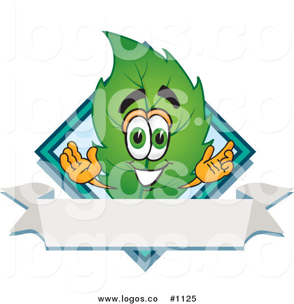 600x620 Royalty Free Vector Logo Of A Cartoon Leaf Mascot With A Diamond