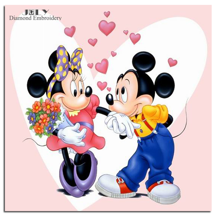 750x750 Diy Diamond Painting Lovely Cartoon Drawing Mickey Minnie Kiss