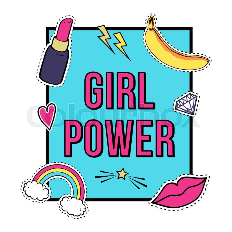 800x800 Vector Poster Girl Power With Cute Fashion Patch Badges Lips