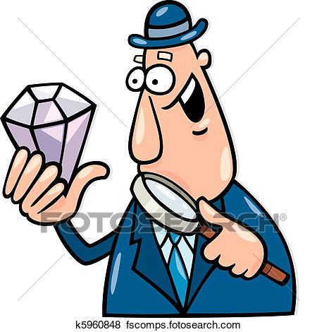 450x470 Clip Art Of Man With Diamond K5960848