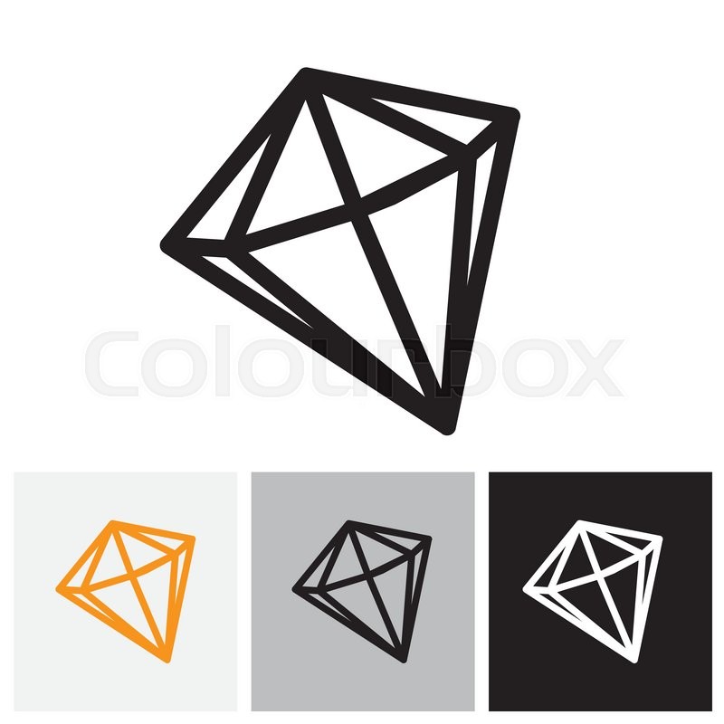 800x800 Black And White Outline Of A Diamond Stone