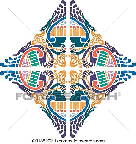 445x470 Clipart Of Bright Colored Diamond Shape Design Ornament U20188202