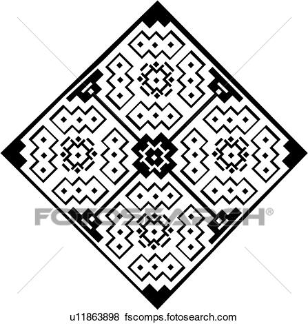 447x470 Clip Art Of , Diamond, Geometric, Mandala, Tile, U11863898