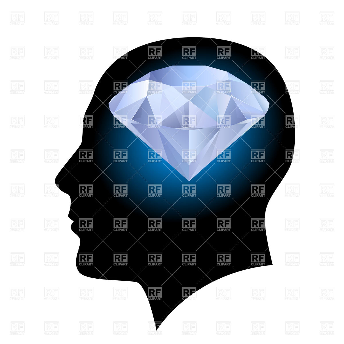 1200x1200 Man's Head Silhouette With Diamond Inside Royalty Free Vector Clip