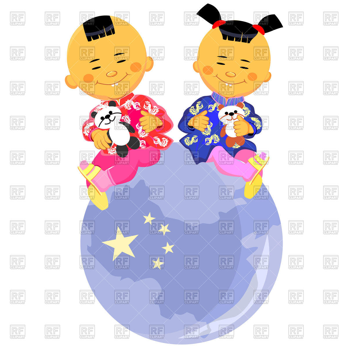 1200x1200 Newborn Happy Babies Toddlers In Diapers Royalty Free Vector Clip