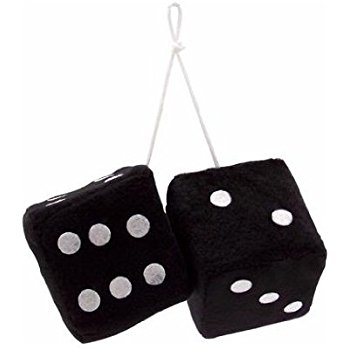 350x350 Vintage Parts 14553 3 Black Fuzzy Dice With White