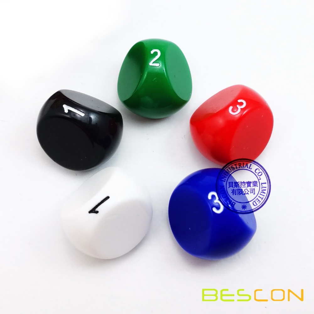 1000x1000 Bescon New Style Polyhedral Dice 3 Sided Gaming Dice, D3 Die, D3