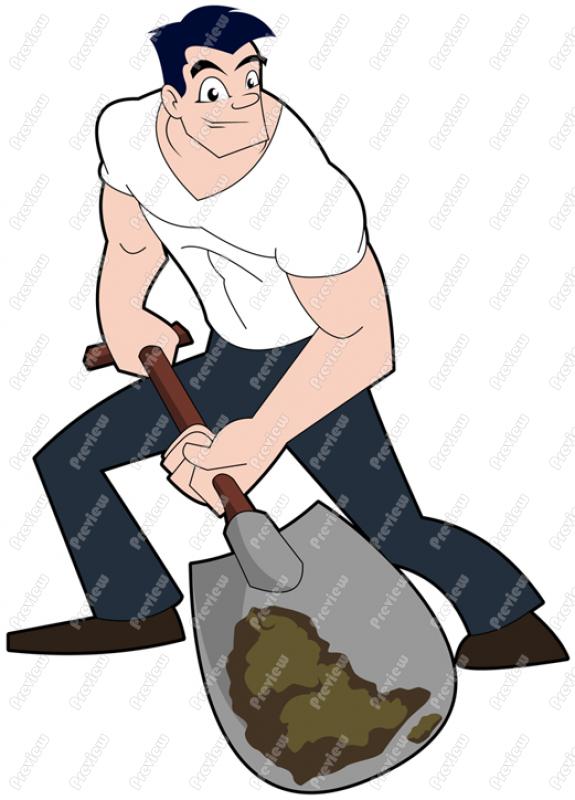 575x800 Man Digging With Shovel Character Clip Art