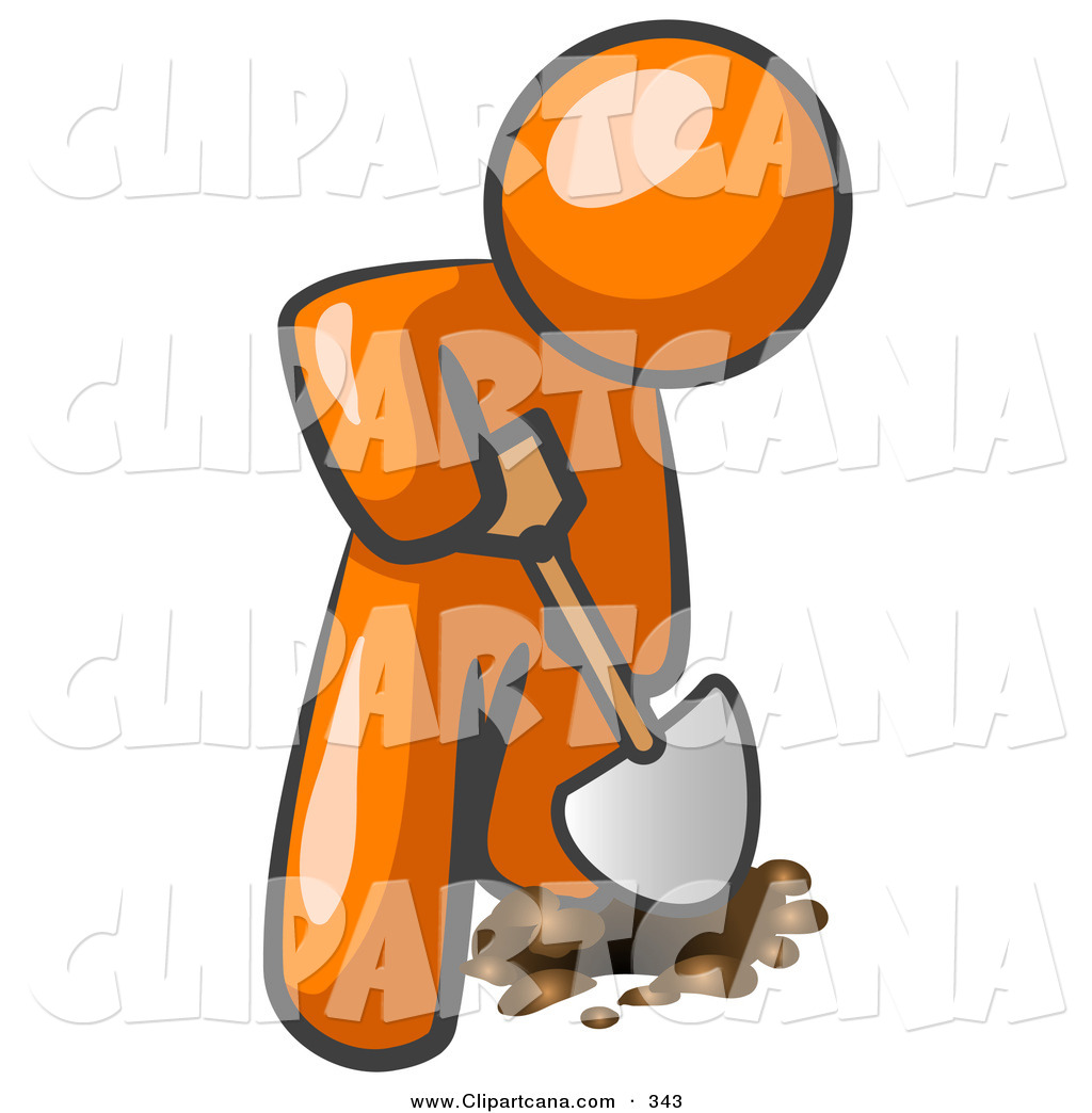 1024x1044 Vector Clip Art Of An Orange Person Using A Shovel To Dig A Hole