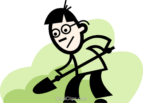 480x347 Man Digging A Hole Royalty Free Vector Clip Art Illustration