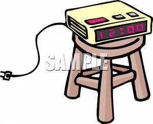 300x243 Digital Alarm Clock On A Stool