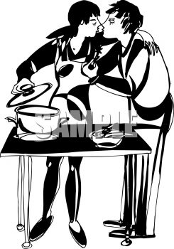 245x350 Black And White Man Kissing His Wife While She Cooks Dinner