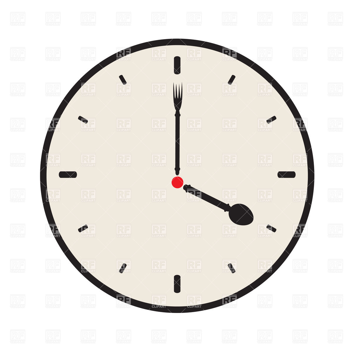 1200x1200 Simple Clock Dial With Fork And Spoon Instead Of Arrows