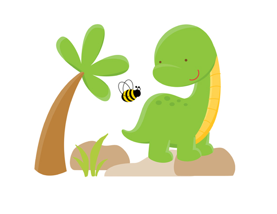 570x441 Dinosaur Long Neck Mural Wall Decal Baby Boy Dino Nursery Decor