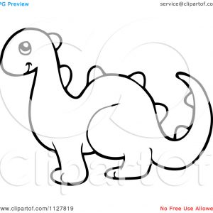 300x300 Illustration Of Cartoon Dinosaur Outline Royalty Cliparts