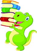 123x170 Clipart Of Cartoon Dinosaur Reading K20643032