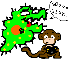 300x250 Dinosaur Amoeba Perves Over Monkey Reading Bible