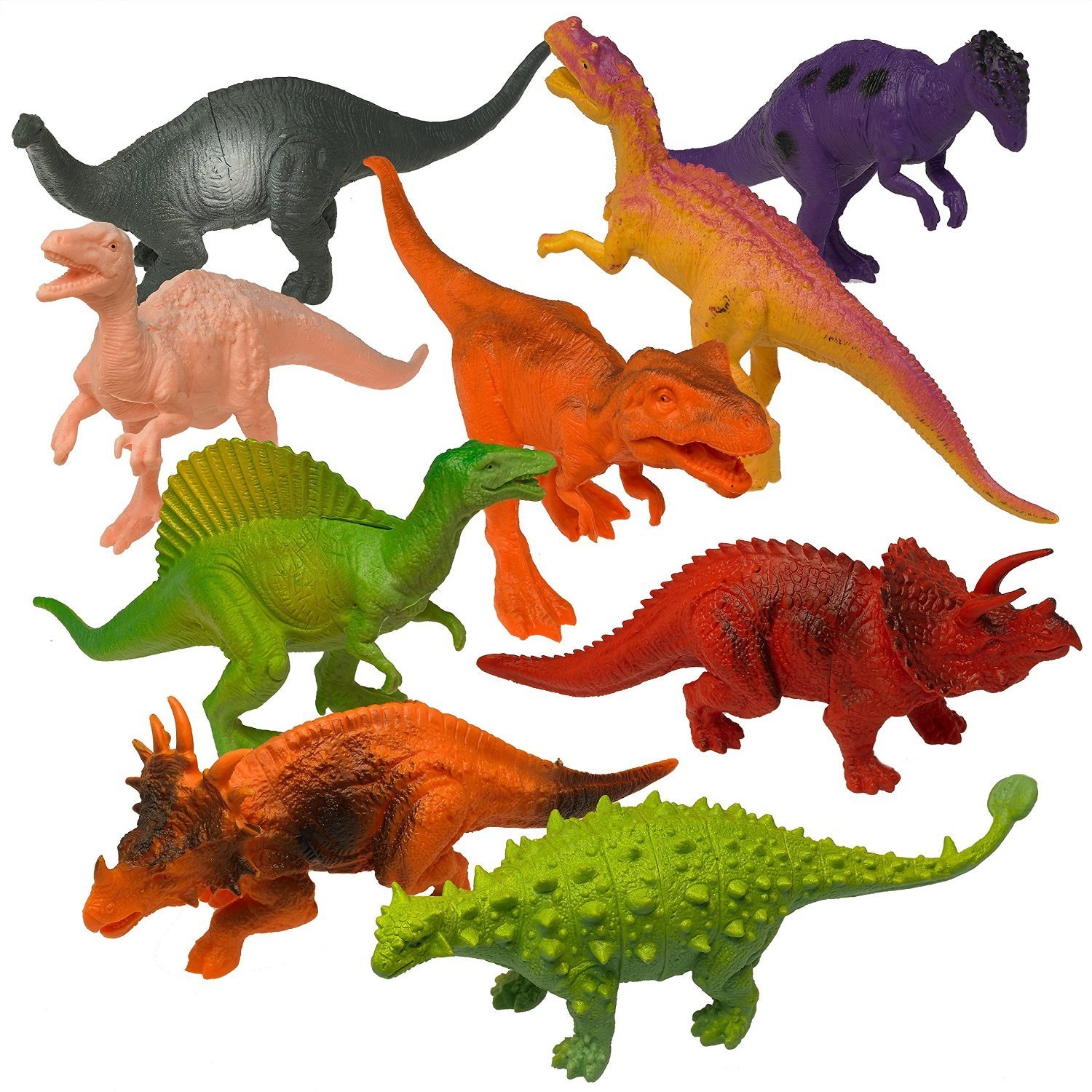 1500x1500 Prextex Realistic Looking 7 (18cm) Dinosaurs Pack Of 12 Large