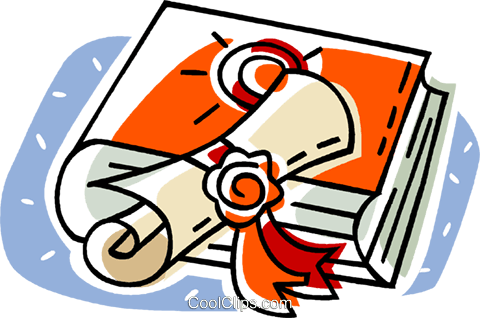 480x318 Graduation Diploma With A Book Royalty Free Vector Clip Art